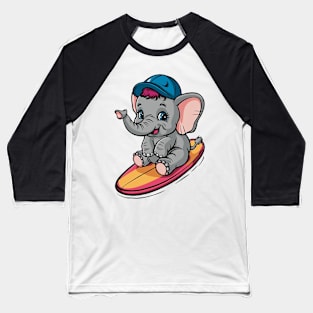 Baby Elephant Surfer Baseball T-Shirt